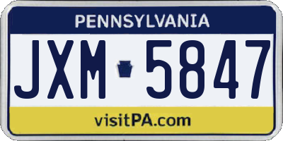 PA license plate JXM5847