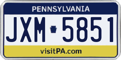 PA license plate JXM5851