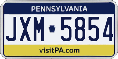 PA license plate JXM5854