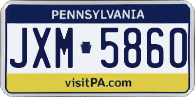 PA license plate JXM5860