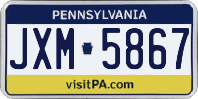 PA license plate JXM5867