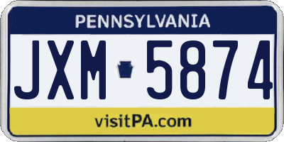 PA license plate JXM5874