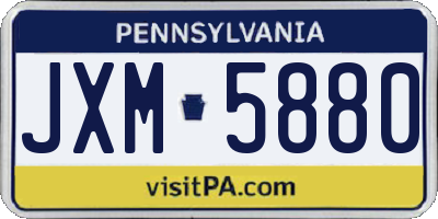 PA license plate JXM5880