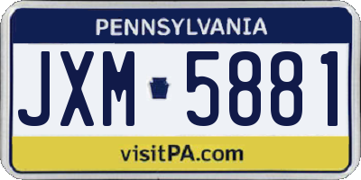 PA license plate JXM5881