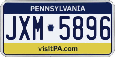PA license plate JXM5896