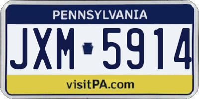 PA license plate JXM5914