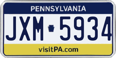 PA license plate JXM5934