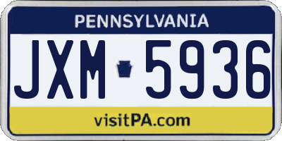 PA license plate JXM5936