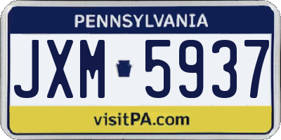 PA license plate JXM5937