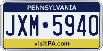 PA license plate JXM5940