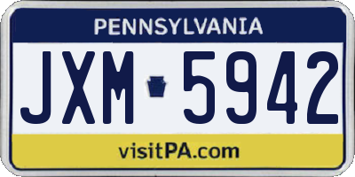 PA license plate JXM5942
