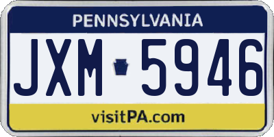 PA license plate JXM5946
