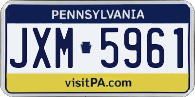 PA license plate JXM5961