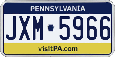 PA license plate JXM5966