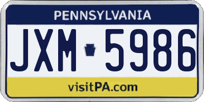 PA license plate JXM5986
