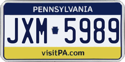 PA license plate JXM5989
