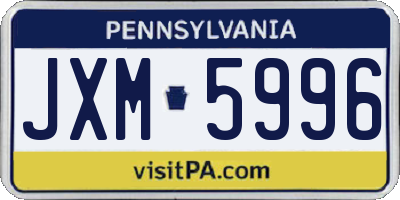 PA license plate JXM5996