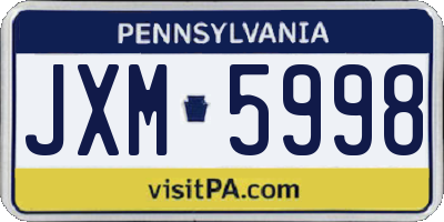 PA license plate JXM5998