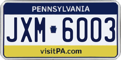 PA license plate JXM6003