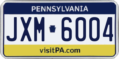 PA license plate JXM6004