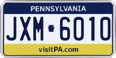 PA license plate JXM6010