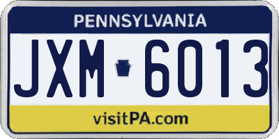 PA license plate JXM6013