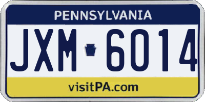 PA license plate JXM6014