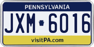 PA license plate JXM6016