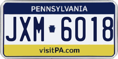 PA license plate JXM6018