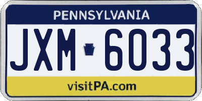 PA license plate JXM6033