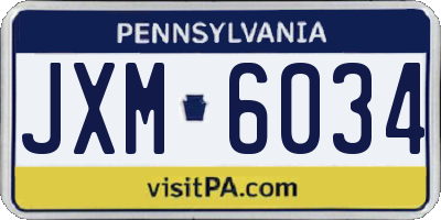 PA license plate JXM6034