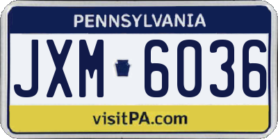 PA license plate JXM6036