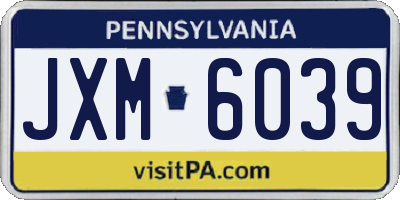 PA license plate JXM6039