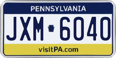 PA license plate JXM6040