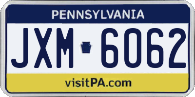 PA license plate JXM6062