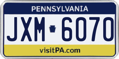 PA license plate JXM6070