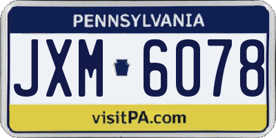 PA license plate JXM6078
