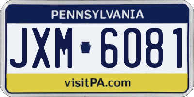 PA license plate JXM6081