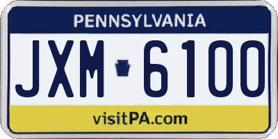 PA license plate JXM6100