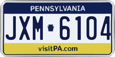 PA license plate JXM6104