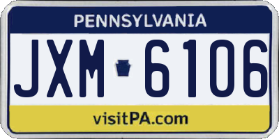 PA license plate JXM6106