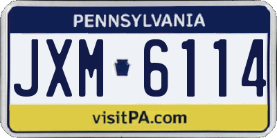 PA license plate JXM6114