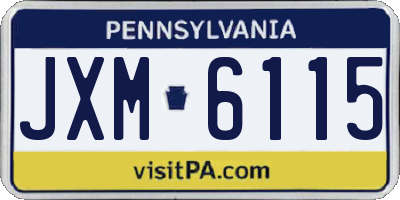 PA license plate JXM6115