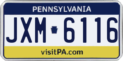 PA license plate JXM6116