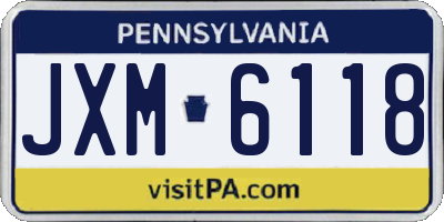 PA license plate JXM6118
