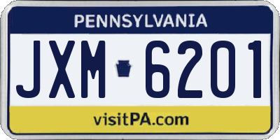 PA license plate JXM6201