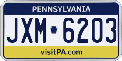 PA license plate JXM6203