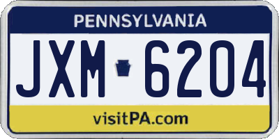 PA license plate JXM6204