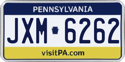 PA license plate JXM6262