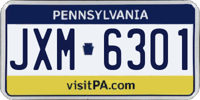 PA license plate JXM6301